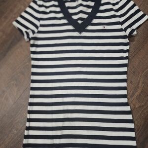 Tommy Hilfiger Navy and White Striped Tee